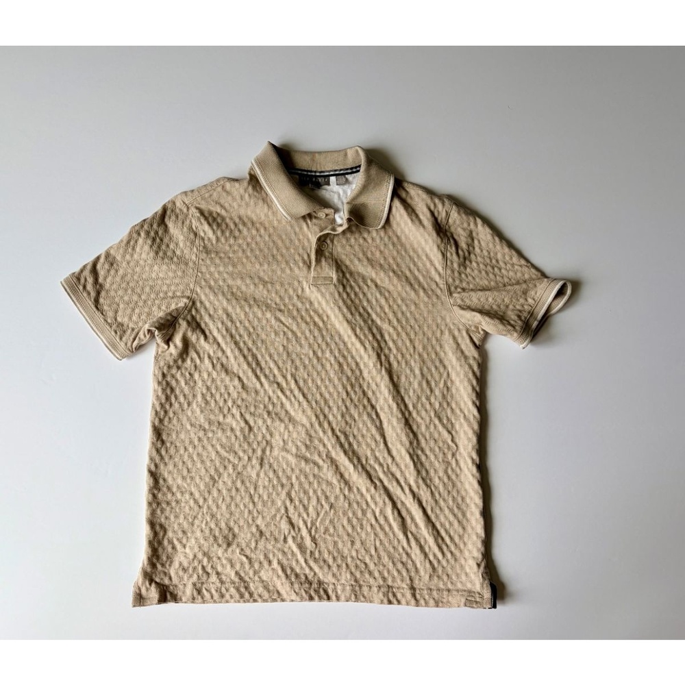Ted Baker Polo Shirt Men's S Tan EUC Textured geometric pattern
